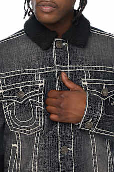 SUPER T OVERSIZED DENIM SHERPA TRUCKER JACKET