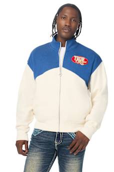 OVAL PATCH MOCK NECK ZIP UP