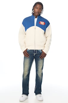 OVAL PATCH MOCK NECK ZIP UP