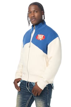 OVAL PATCH MOCK NECK ZIP UP