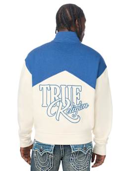 OVAL PATCH MOCK NECK ZIP UP