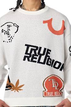 LONG SLEEVE MULTI-LOGO SWEATER