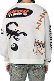 LONG SLEEVE MULTI-LOGO SWEATER