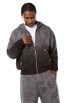 DIP-DYED BIG T BOXY ZIP HOODIE
