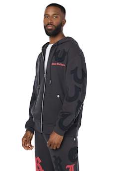 TOSSED LOGO ZIP HOODIE