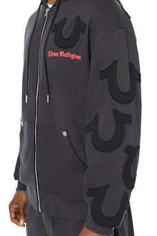 TOSSED LOGO ZIP HOODIE