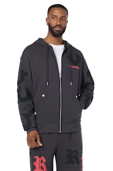 TOSSED LOGO ZIP HOODIE