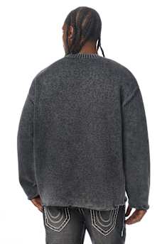 DENIM APPLIQU&Eacute; WASHED SWEATER