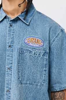 DENIM LOGO PATCHWORK SHIRT