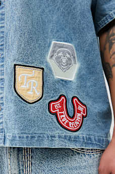 DENIM LOGO PATCHWORK SHIRT