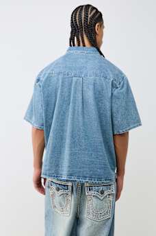 DENIM LOGO PATCHWORK SHIRT