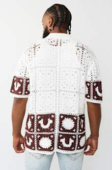 LOGO CROCHET KNIT SHIRT