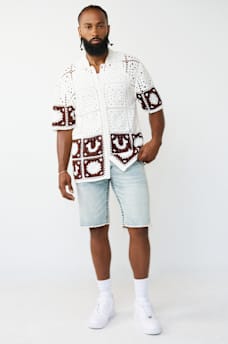 LOGO CROCHET KNIT SHIRT