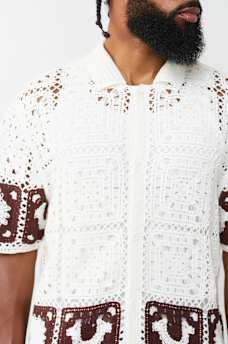 LOGO CROCHET KNIT SHIRT
