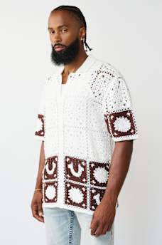 LOGO CROCHET KNIT SHIRT