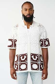 LOGO CROCHET KNIT SHIRT