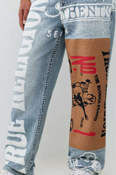 BOBBY PRINT FLAP BAGGY JEAN 32"
