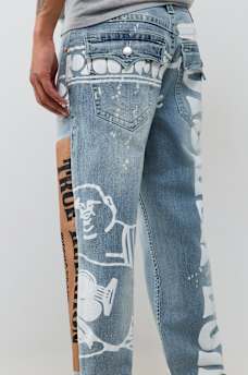 BOBBY PRINT FLAP BAGGY JEAN 32"