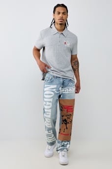 BOBBY PRINT FLAP BAGGY JEAN 32"