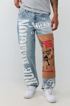 BOBBY PRINT FLAP BAGGY JEAN 32"