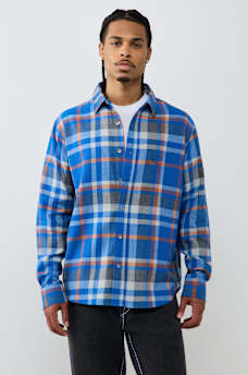 NO. 1 LOGO EMBROIDERED LONG SLEEVE FLANNEL SHIRT