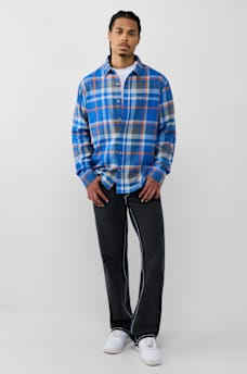 NO. 1 LOGO EMBROIDERED LONG SLEEVE FLANNEL SHIRT