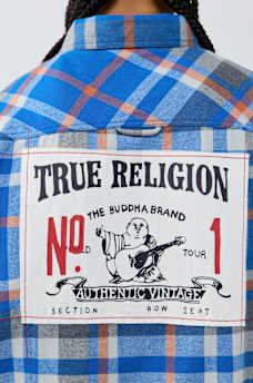 NO. 1 LOGO EMBROIDERED LONG SLEEVE FLANNEL SHIRT
