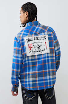 NO. 1 LOGO EMBROIDERED LONG SLEEVE FLANNEL SHIRT