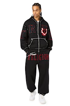 STENCIL LOGO BIG T BOXY ZIP-UP HOODIE