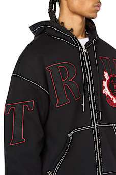 STENCIL LOGO BIG T BOXY ZIP-UP HOODIE