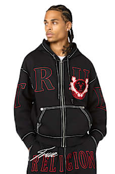 STENCIL LOGO BIG T BOXY ZIP-UP HOODIE