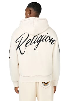 STENCIL LOGO BIG T BOXY ZIP-UP HOODIE