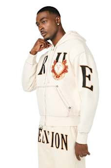 STENCIL LOGO BIG T BOXY ZIP-UP HOODIE