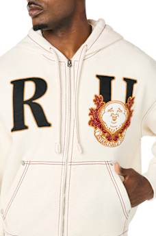 STENCIL LOGO BIG T BOXY ZIP-UP HOODIE