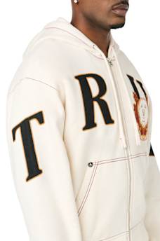 STENCIL LOGO BIG T BOXY ZIP-UP HOODIE