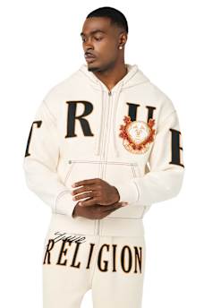 STENCIL LOGO BIG T BOXY ZIP-UP HOODIE