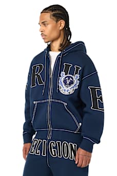 STENCIL LOGO BIG T BOXY ZIP-UP HOODIE