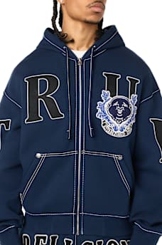 STENCIL LOGO BIG T BOXY ZIP-UP HOODIE