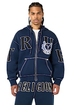 STENCIL LOGO BIG T BOXY ZIP-UP HOODIE