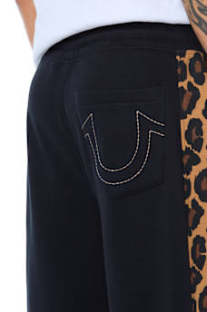 LEOPARD PRINT TAPE BAGGY SWEATPANT