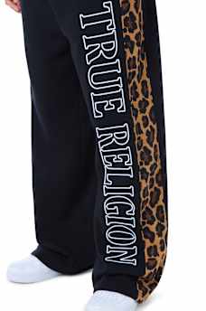 LEOPARD PRINT TAPE BAGGY SWEATPANT
