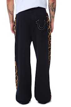 LEOPARD PRINT TAPE BAGGY SWEATPANT