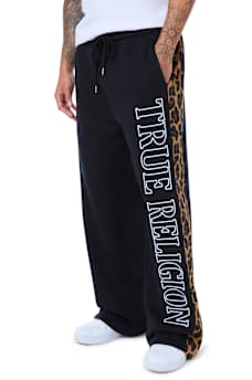 LEOPARD PRINT TAPE BAGGY SWEATPANT