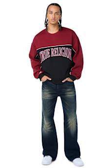 FABRIC BLOCK BOXY CREWNECK SWEATSHIRT