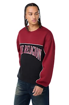 FABRIC BLOCK BOXY CREWNECK SWEATSHIRT