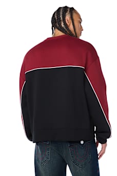 FABRIC BLOCK BOXY CREWNECK SWEATSHIRT