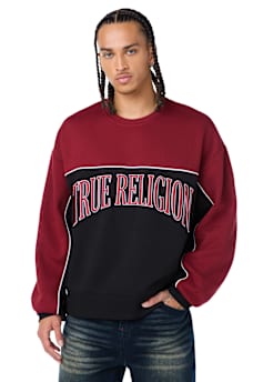 FABRIC BLOCK BOXY CREWNECK SWEATSHIRT