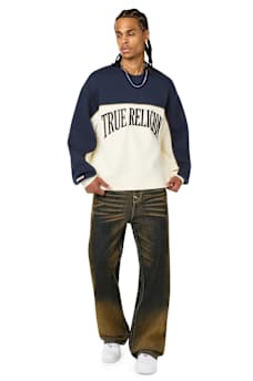FABRIC BLOCK BOXY CREWNECK SWEATSHIRT