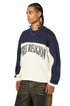 FABRIC BLOCK BOXY CREWNECK SWEATSHIRT