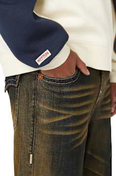 FABRIC BLOCK BOXY CREWNECK SWEATSHIRT